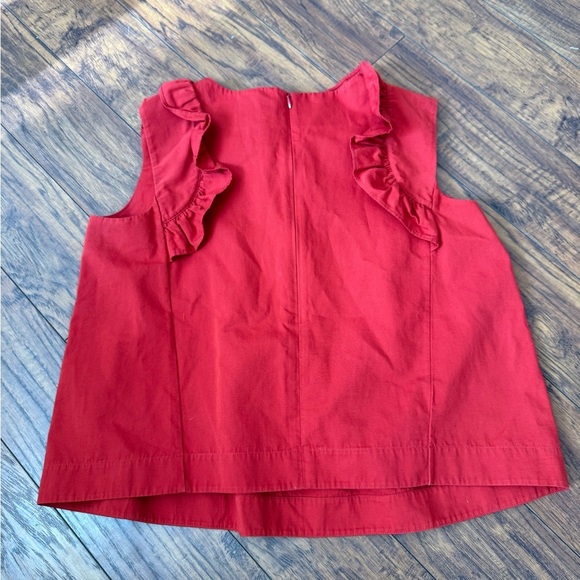 Atlantique Ascoli Red Mardi Ruffled Neck Sleeveless Blouse | Size Small (I) - Picture 4 of 13